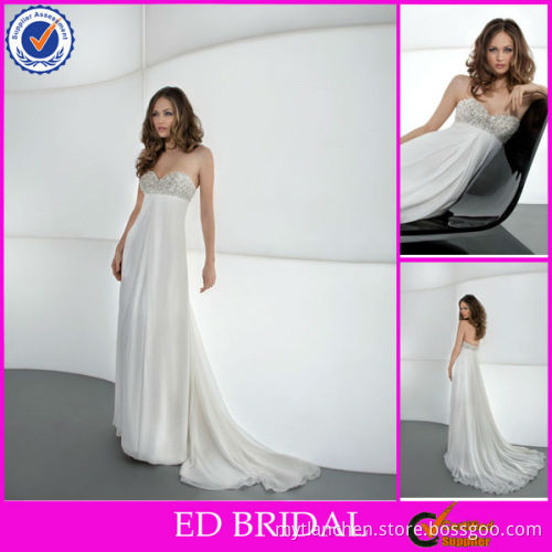EW38 Crystal Beaded Top Empire Chiffon Wedding Dresses For Pregnant Women